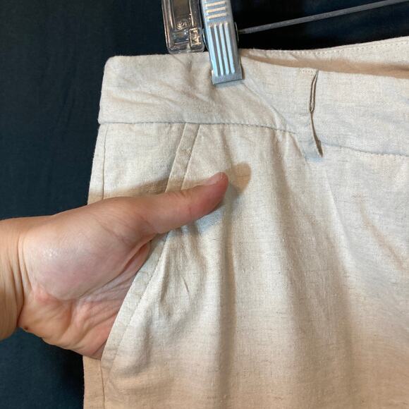 Cathy Daniels Linen Blend Beige Cream Capri High Rise Cropped Ankle Pants - Picture 7 of 11